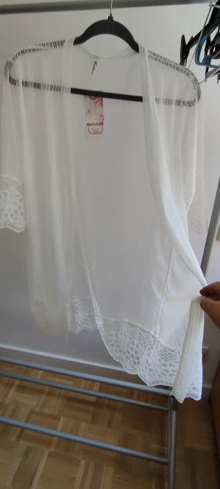 Kimono blanco encaje talla única