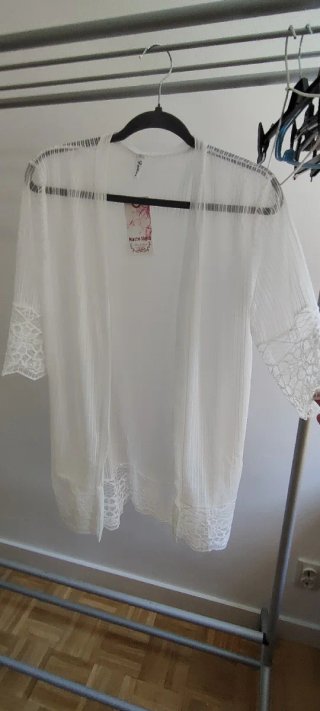 Kimono blanco encaje talla única