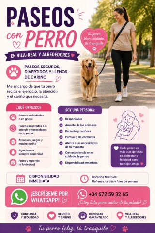Paseo de Perros en Vila-Real y alrededores