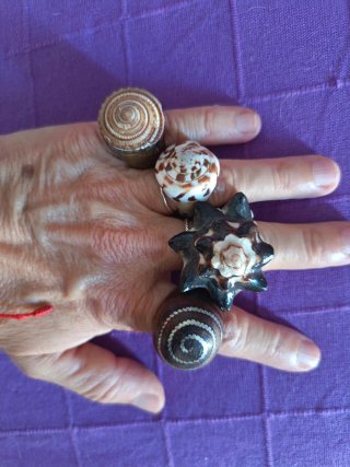 Bisutería variada: pendientes, anillos y colgantes