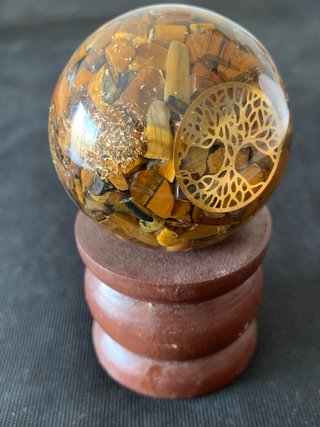 5 Esferas Orgonite con Soportes Madera