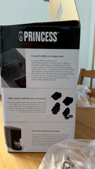 Cafetera Princess 5 en 1 Negra Nueva con su caja