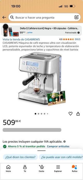 Cafetera Espresso CASABREWS 20 Bar