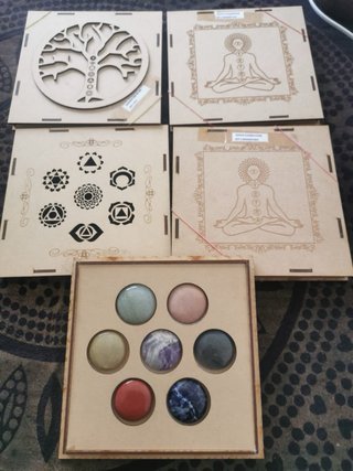 Caja Madera 7 Chakras Piedras Naturales