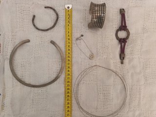 Lote Joyería Plata: Brazaletes, Collar, pendientes