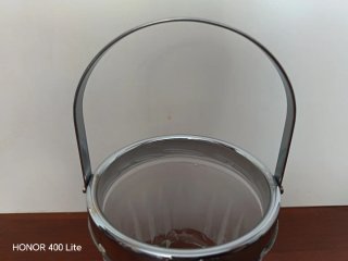 Cubitera Vintage Mid-Century Cristal y Metal