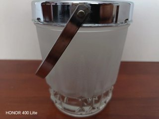 Cubitera Vintage Mid-Century Cristal y Metal