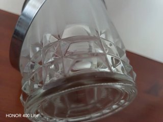 Cubitera Vintage Mid-Century Cristal y Metal