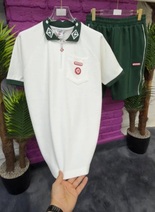 Conjunto Casablanca Polo y Shorts Verde Blanco