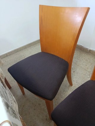 6 Sillas de Comedor Madera y Tela