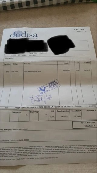Grúa eléctrica para enfermos - Arnés incluido