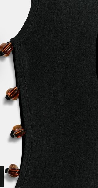Vestido Zara Negro Punto Aberturas