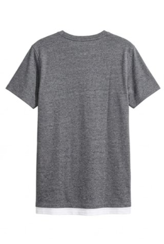 Camiseta H&M Gris Bolsillo Bajo Doble