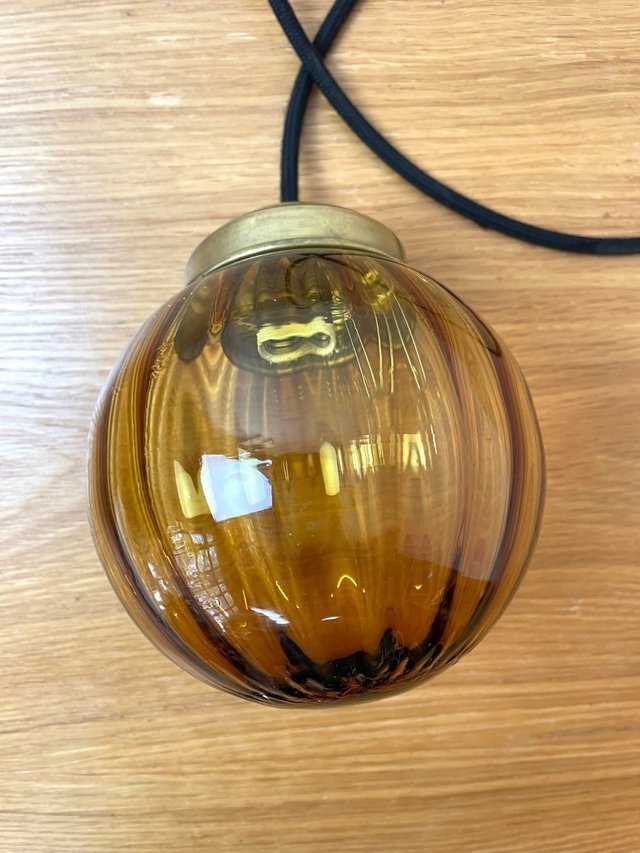 Lámpara Techo Vintage Globo Cristal Ámbar