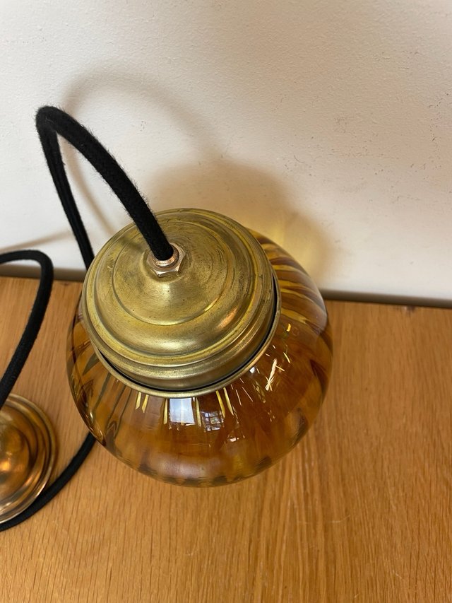 Lámpara Techo Vintage Globo Cristal Ámbar
