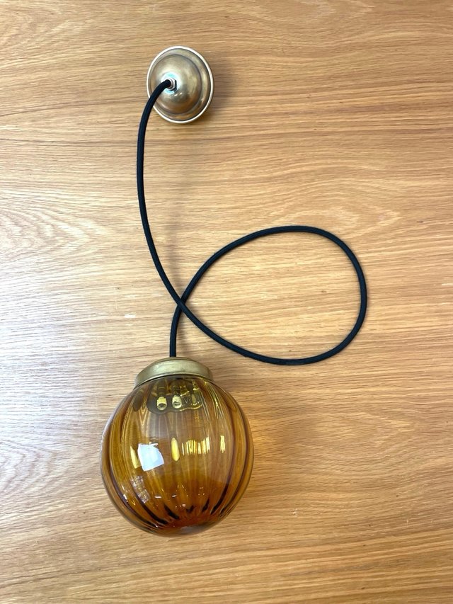 Lámpara Techo Vintage Globo Cristal Ámbar