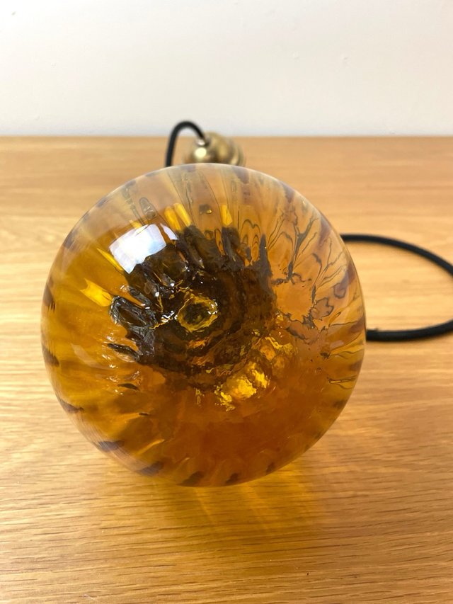 Lámpara Techo Vintage Globo Cristal Ámbar