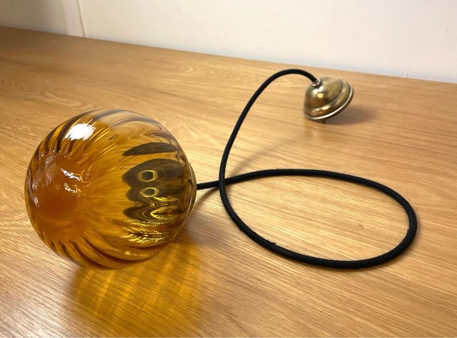Lámpara Techo Vintage Globo Cristal Ámbar