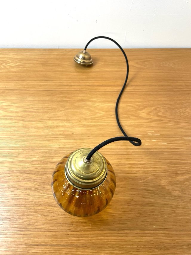 Lámpara Techo Vintage Globo Cristal Ámbar