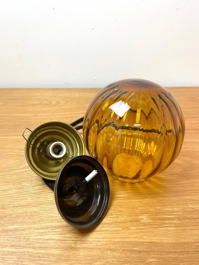 Lámpara Techo Vintage Globo Cristal Ámbar