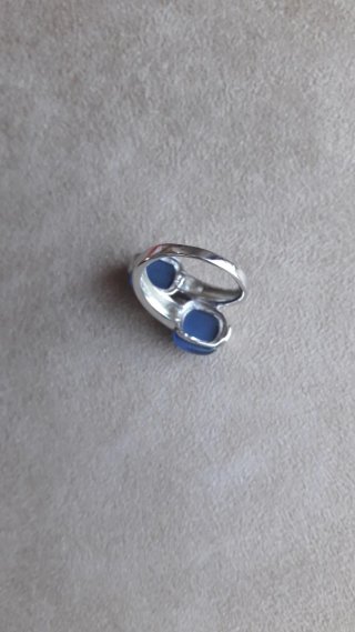 Anillo Plata 925 y Ojo de Gato Azul.T 18