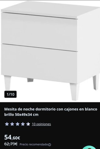 Conjunto Mesita Noche y Cómoda Blanca