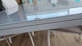 Mesa extensible aluminio y cristal 180/260
