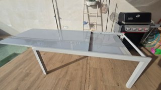 Mesa extensible aluminio y cristal 180/260