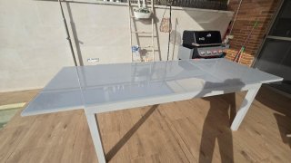 Mesa extensible aluminio y cristal 180/260