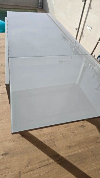 Mesa extensible aluminio y cristal 180/260