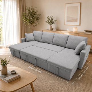 Sofá Cama en U Doble Chaise Longue 287cm