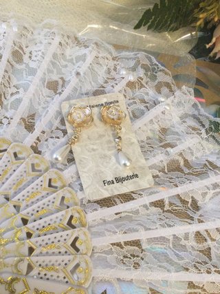 Abanico y pendientes de novia/fiesta