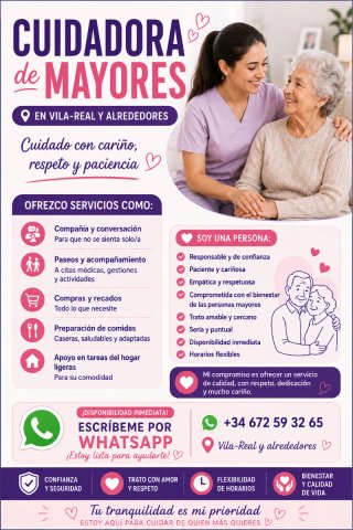 Compañía y apoyo para personas mayores en Vila-Rea
