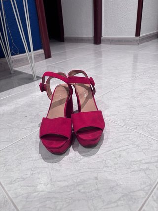 Sandalias tacón rojas talla 37