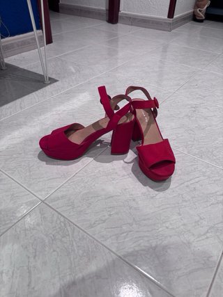 Sandalias tacón rojas talla 37