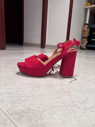 Sandalias tacón rojas talla 37