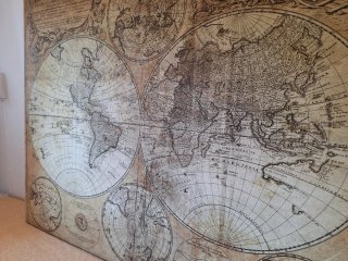 Cuadro de tela grande con mapamundi de 1746
