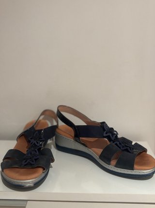 Sandalias Talla 38 Azul y Plata