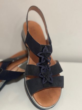 Sandalias Talla 38 Azul y Plata