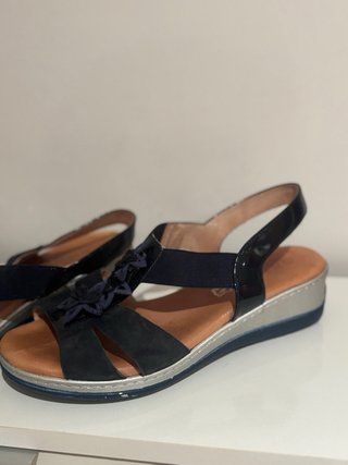 Sandalias Talla 38 Azul y Plata