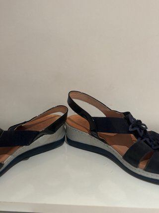 Sandalias Talla 38 Azul y Plata