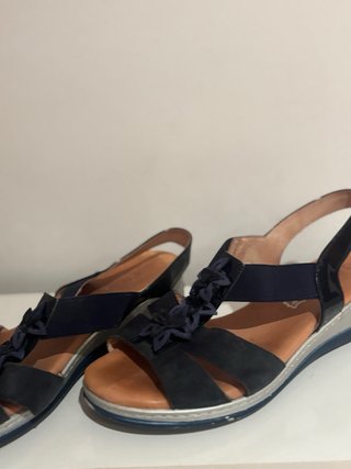 Sandalias Talla 38 Azul y Plata