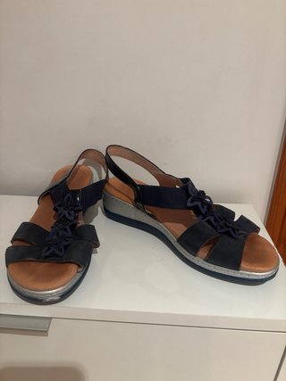 Sandalias Talla 38 Azul y Plata