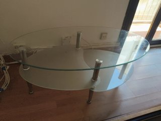 Mesa de centro cristal y metal