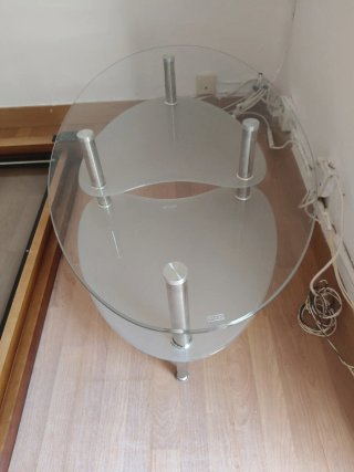 Mesa de centro cristal y metal