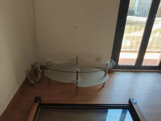 Mesa de centro cristal y metal