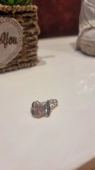 Anillo Tous Osito Cadena Plata y espinelas