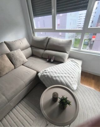 Sofá Cama Chaise Longue Beige