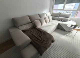 Sofá Cama Chaise Longue Beige