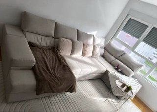 Sofá Cama Chaise Longue Beige
